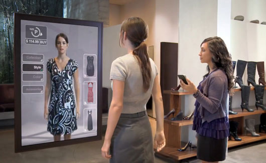 آینه هوشمند تعاملی به صورت مجازی لباسهای مختلف فروشگاه را بر تن خود امتحان کنید